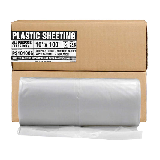 Aluf Plastics Plastic Sheeting - 10' x 100', 6 MIL Heavy Duty Gauge - Clear Vapor and Moisture