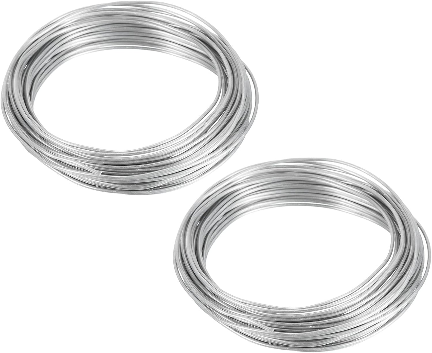 PATIKIL 1.5mm Bonsai Training Wire, 2 Rolls Floral Wire Stems Anodized Aluminum Tree Wire 65.6 Feet Total for Gardening Branch Fixing, Silver Tone
