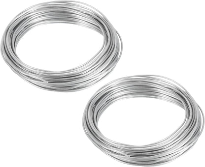 PATIKIL 1.5mm Bonsai Training Wire, 2 Rolls Floral Wire Stems Anodized Aluminum Tree Wire 65.6 Feet Total for Gardening Branch Fixing, Silver Tone