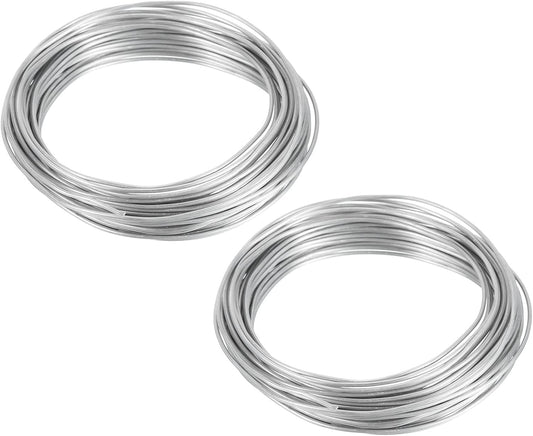 PATIKIL 1.5mm Bonsai Training Wire, 2 Rolls Floral Wire Stems Anodized Aluminum Tree Wire 65.6 Feet Total for Gardening Branch Fixing, Silver Tone