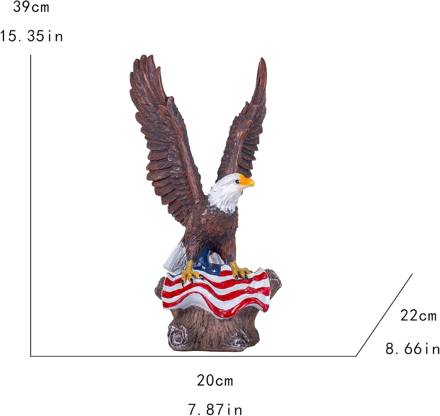 15.35in Majestic Lifelike Bald Eagle Statue - Durable Resin Garden Sculpture for Outdoor Lawn Decoration & Indoor Art Display Courtyard Decoration
