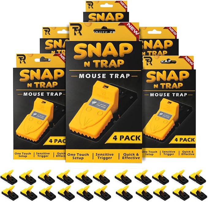 RinneTraps| 24 Pack | Snap N Trap | Mouse Trap | One Touch Setup | Reusable | Quick Kill (24)