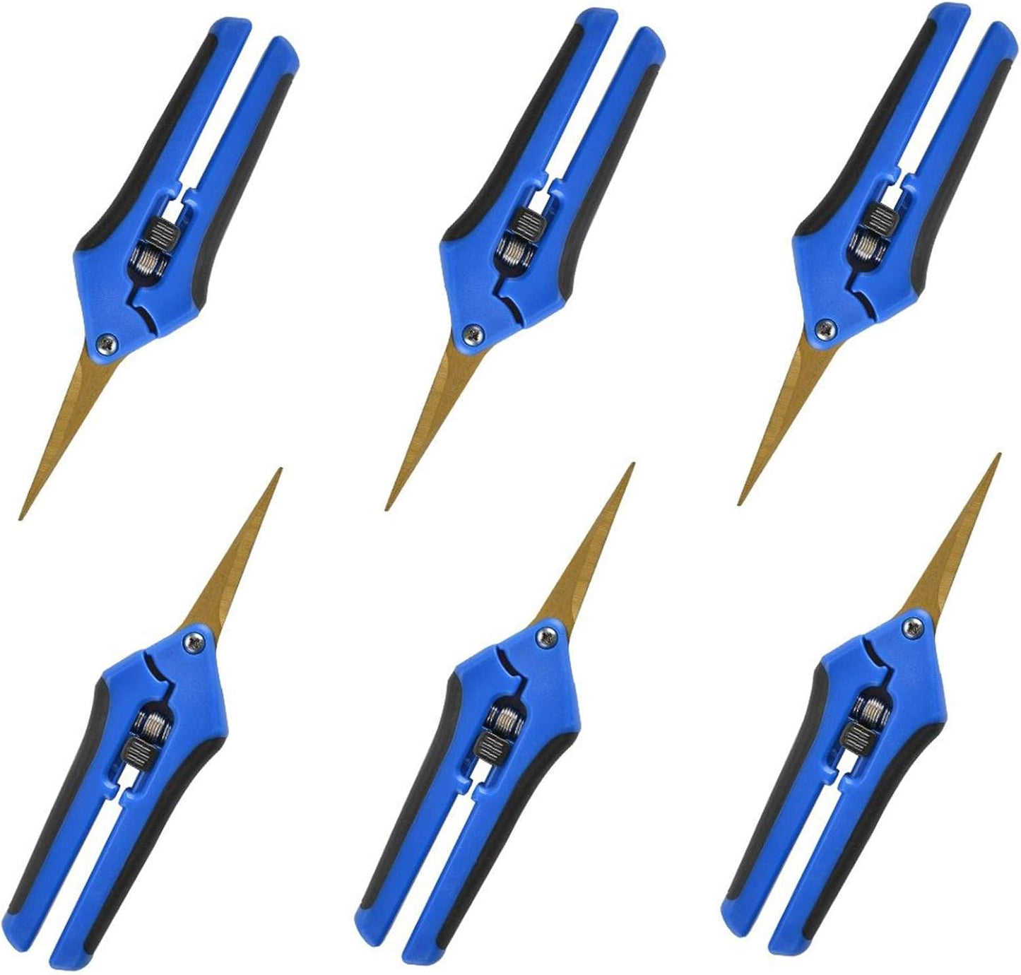 GROWNEER 6 Packs 6.5 Inch Pruning Shears with Curved Blades Trimming Scissors For Gardening Hand Pruning Snips Titanium Coated Precision Blades
