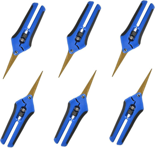 GROWNEER 6 Packs 6.5 Inch Pruning Shears with Curved Blades Trimming Scissors For Gardening Hand Pruning Snips Titanium Coated Precision Blades