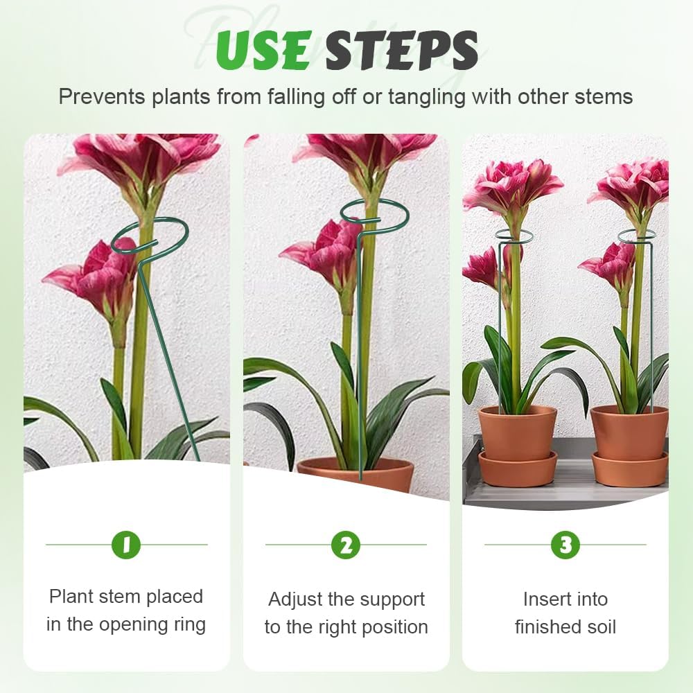 4/8/12 Pack Plant Stakes, 16/24/36 Inch Plant Support Stakes, 2025 New Plant Sticks Support, Flower Stakes for Plants Peony, Tomato Seedling, Marigold, Amaryllis, Sapling, Coreopsis (16 Inch-4 Pack)