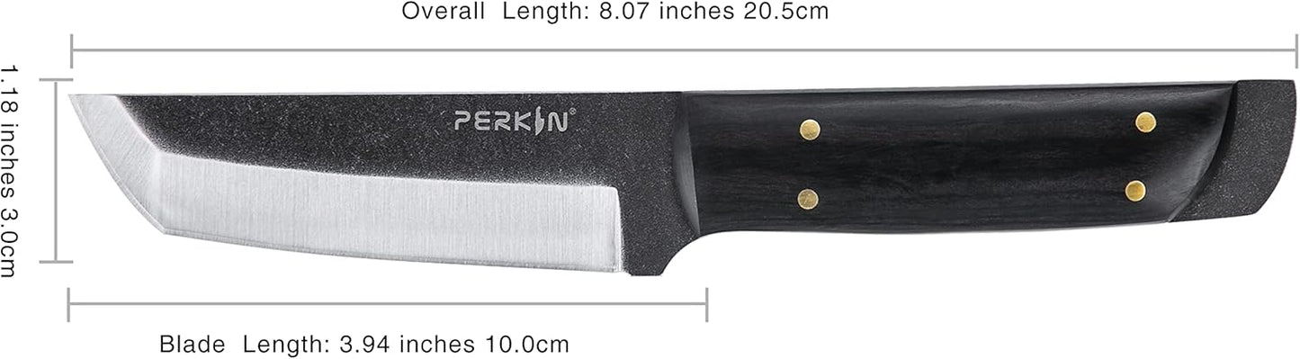 Perkin Handmade Fixed Blade Hunting Knives with Sheath-Full Tang Bushcraft Fixed-Blade Tanto Knives for Outdoor, Camping, Survival Tactical, Fighting, Hiking, Skinning, Hunter-Unisex Adults