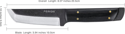 Perkin Handmade Fixed Blade Hunting Knives with Sheath-Full Tang Bushcraft Fixed-Blade Tanto Knives for Outdoor, Camping, Survival Tactical, Fighting, Hiking, Skinning, Hunter-Unisex Adults