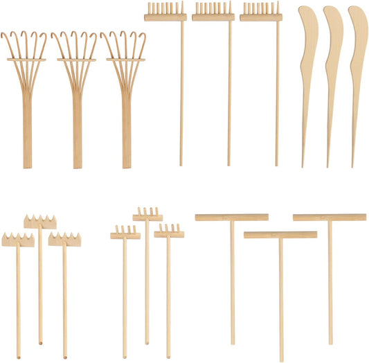 24 PCS DIY Sand Zen Garden Tools, Mini Zen Garden Rake Sets for Serenity and Spiritual Meditation, Tasteful and Elegant Zen Garden Accessories for Home Decor, and Father or Mother's Gift, by GNIEMCKIN
