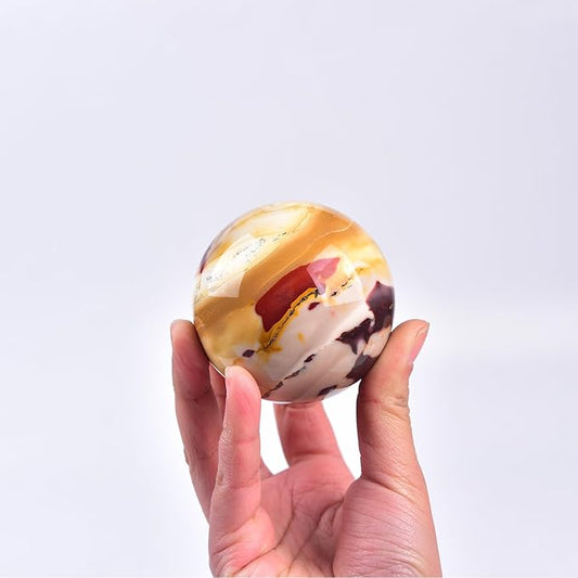 JIC Gem Natural Eggs Yolk Quartz Ball Sphere Gemstone Healing Crystal Decorative Ball with Stand Spiritual Chakra Meditation Reiki Home Office Decoration 6-7cm