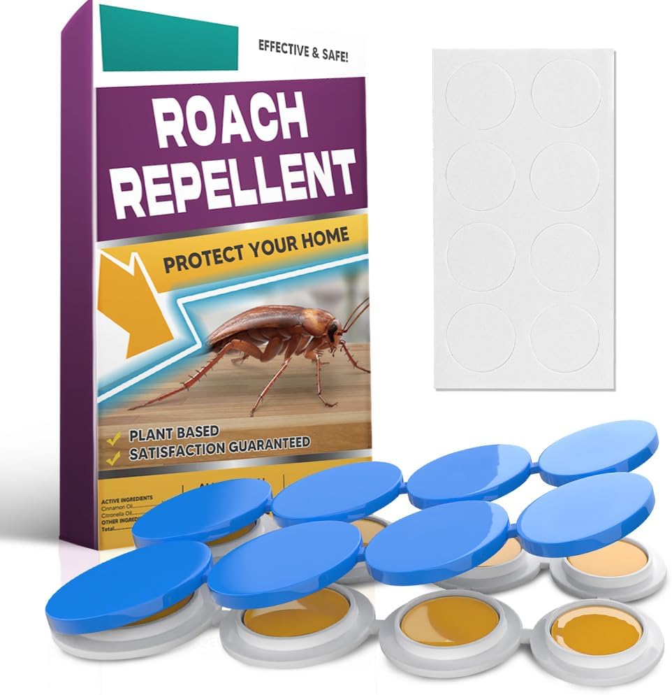 Roach Repellent, Cockroach Repellent Indoor, Pet Safe Roach Repellent, Natural Cockroach Repellents, Keep Roaches Out of Kitchen, 8P
