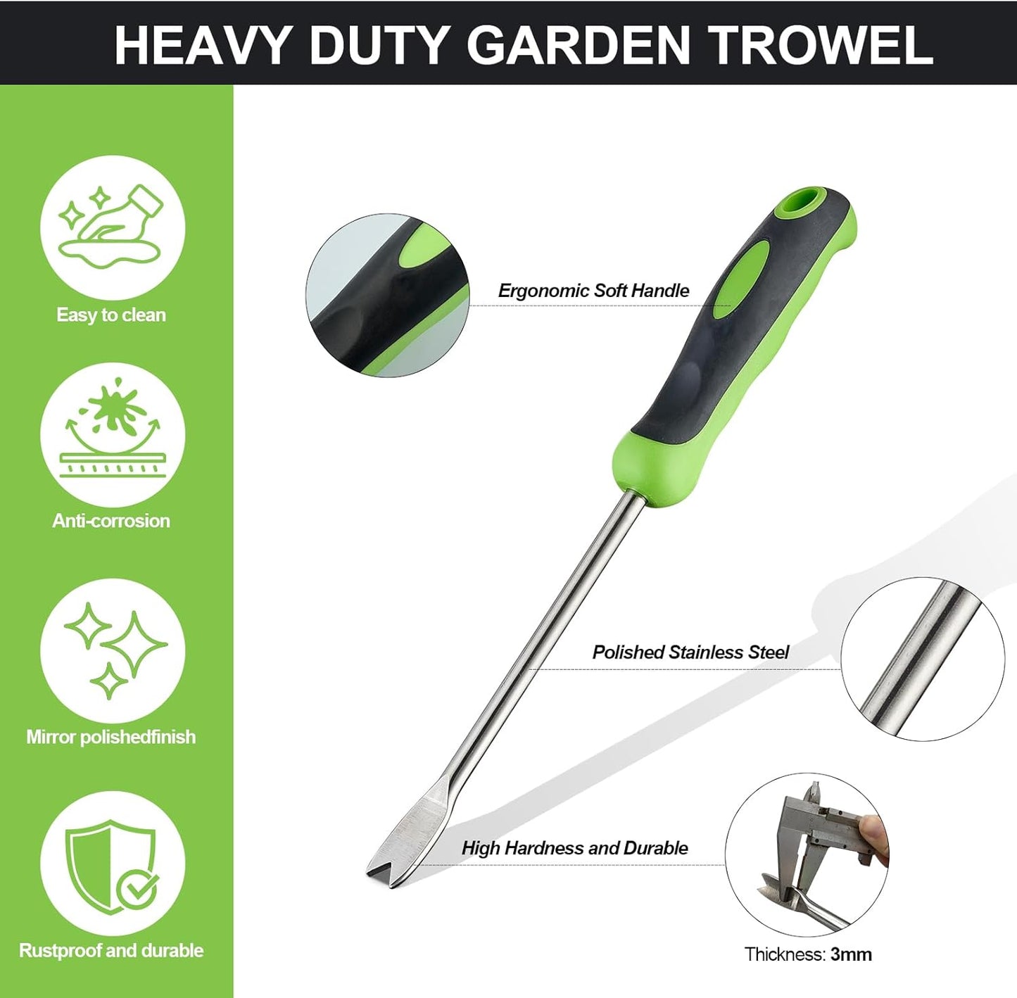 Professional Weed Control Tool -13 Inch V-Shaped Anti-Skid Shovel, Stainless Steel Gardening Manual Tool, Used for Weeding in Courtyards and Gardens, with Gloves Attached