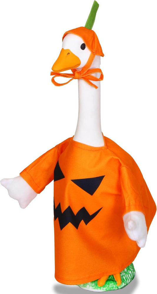 Lawn Goose Outfit – Glossy Cape & Adjustable Hat for 23″ Goose Statue – Halloween & Vampire & USA