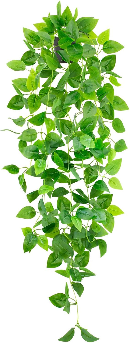 Artificial Hanging Plants Small Fake Pothos 39-in Long Potted Vine Plant Faux Trailing Ivy Vine for