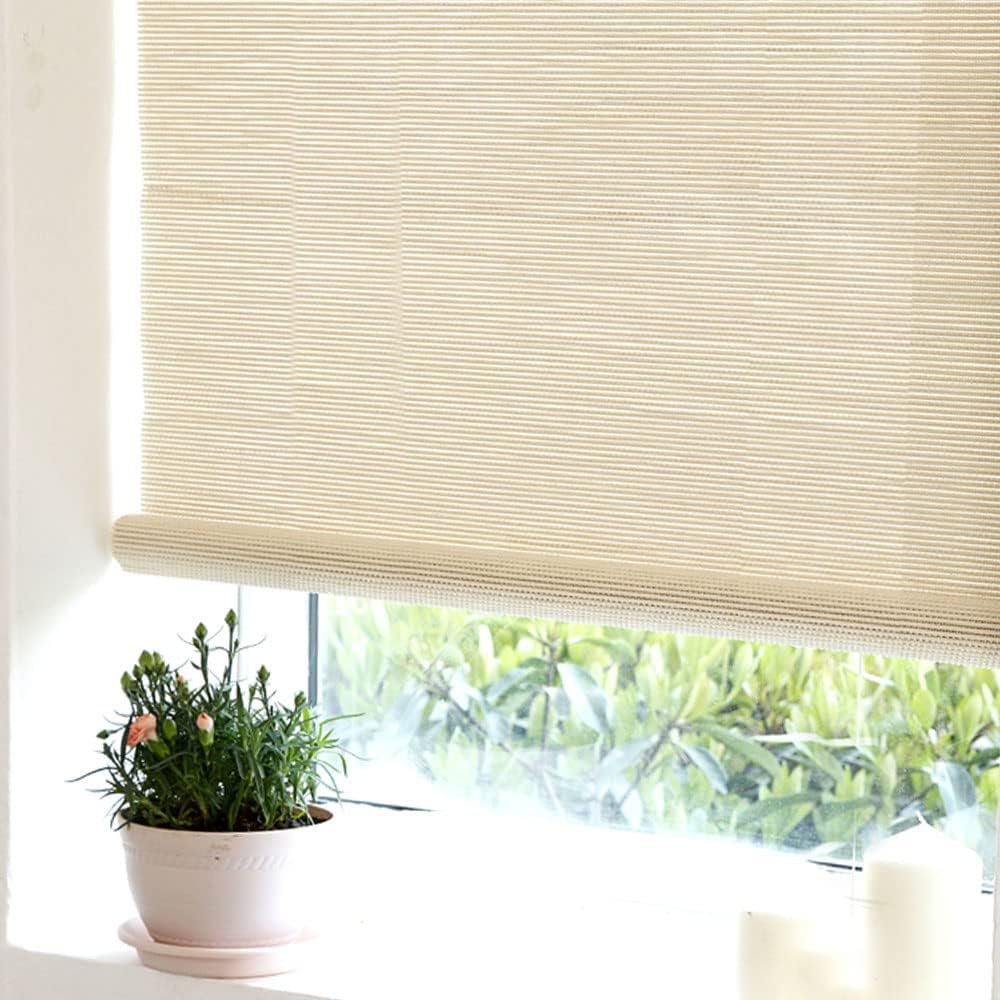 LETAU Cordless Wood Window Roller Shades, Bamboo Light Filtering Window Blinds for Indoor Home, Office, Kitchen, Pattern 9