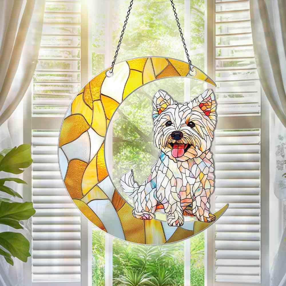 Westie Ornaments Decor for Christmas Tree - Westie Gifts for Women Men - Westie Home Kitchen Room Christmas Decorations - 2D Flat Acrylic Ornament Window Hanging