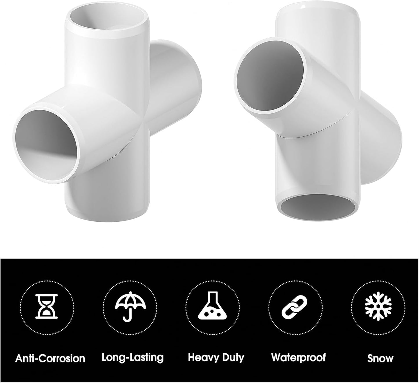 20PCS 4 Way Cross PVC Fittings 1/2Inch, SCH40 Furniture Grade Elbow Fitting Heavy Duty PVC Pipe Connector for Water Supplies, DIY Garden Shelf & Greenhouse