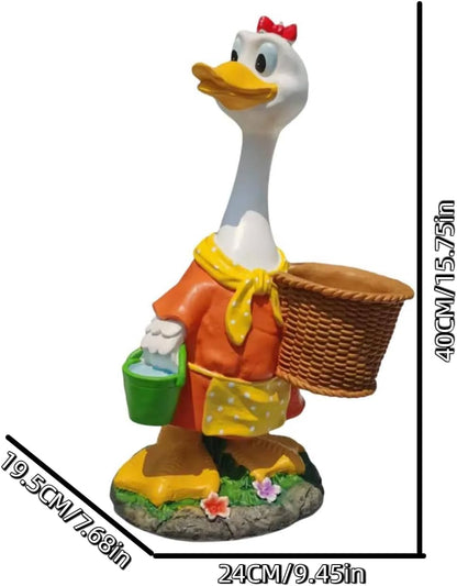 Couple Duck Garden Statue Duck Succulent Plant Flower Pot Goose Flower Pot Statue Indoor and Outdoor Art Decoration Courtyard Garden Terrace Lawn and Office Decoration Ideal Festival Gift