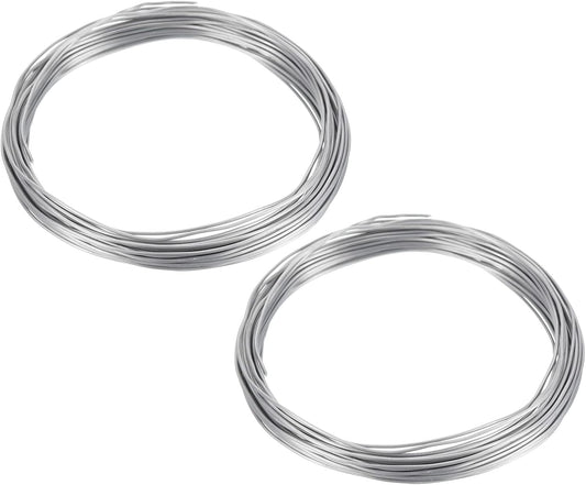 PATIKIL 1.0mm Bonsai Training Wire, 2 Rolls Floral Wire Stems Anodized Aluminum Tree Wire 65.6 Feet Total for Gardening Branch Fixing, Silver Tone