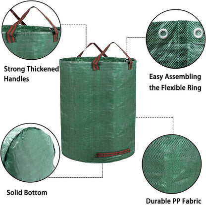 3-Pack 32 Gallon Garden Waste Bag Leaf Bags Reusable Heavy Duty Waste Bags Perfect for Garden, Lawn, Leaf/Leaves, Yard Debris Storage and Garden Accessories