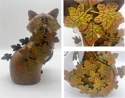 10" Metal Cute Fox Garden Accent, Whimsical Fox Lover Ornament, Real Metal Sculpture Decor, Funny Animal Outdoor Statue, Unique Decorative Lawn Fox Figurine Gift