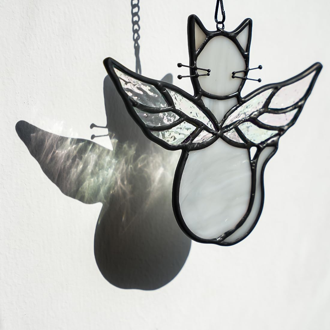 Gray Cats Gifts for Cats Lovers Suncatcher for Window,Angel Cat Memorial Gifts Stained Glass Window Hangings,Cat Loss Memorial Gifst for Women