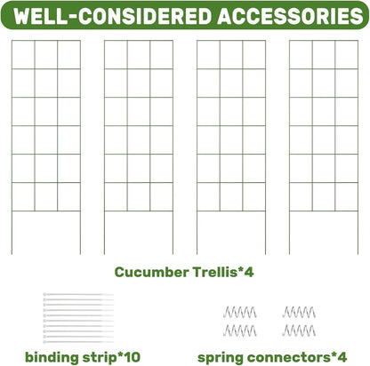 DOEWORKS Cucumber Trellis, 56" High Foldable A Frame Garden Trellis, 2 Pack, Plant Support for Climbing Cucumber, Beans, Tomatoes, Flowers, Green