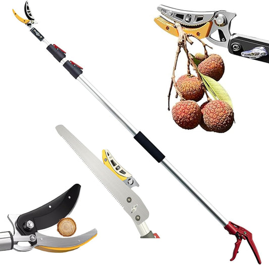 xixi-home 4.6-9.8 Ft Cut and Hold Pruners Long Reach Pole Saw Pruning Shears and Hold Bypass Pruner Extendable Tree Trimmer with Dedicated Serrations Telescoping Fruit Picker