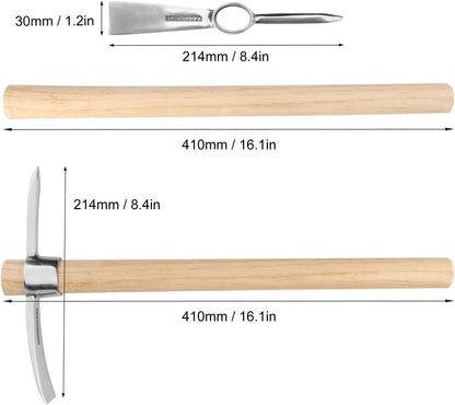 3 PCS 16 Inch Mattock Pick Axe, Stainless Steel Pick Mattock Hoe, Garden Pick, Pick Mattock for Weeding, Loosening Soil, Planting Vegetables, Digging Holes, Chopping Roots and Much More