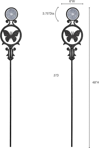 Touch of Class Pathways Reflective Driveway Marker Stake Set of Two for Outdoor Use | Butterfly Emblem Design | Personalized Tall Reflector Set of 2 | Black Durable Finish