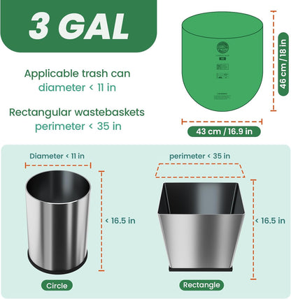 Compost Bags 3 Gallon Extra Thick Compost Bags for Countertop Bin,150counts,Compostable Liner Bags,Small Kitchen Food Scrap Waste Bags,Certified by BPI,ASTM D6400 and OK compost HOME certified
