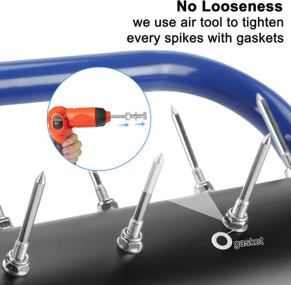 21" Rolling Lawn Aerator, 45 Preassembled Spikes, Only Needs 3-5 Minutes to Assemble, No Looseness, No Bending, No Need to Add Weight, 75" Long Handle with Quick Clip Connections - Blue