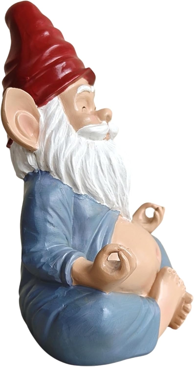 Meditating Yoga Gnome Statue - 7.5'' Handcrafted Garden & Indoor Decor, Meditation Zen Sculpture with Lotus Pose, Weatherproof Outdoor Ornament & Home Decoration, Unique Gift for Women/Men