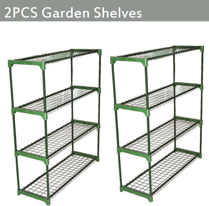 Panana 4 Tier Garden Greenhouse Steel Staging Shelving Plant Stand Garden Shelving Unit Garage Storage Racking, 2 Pack Plant Racks