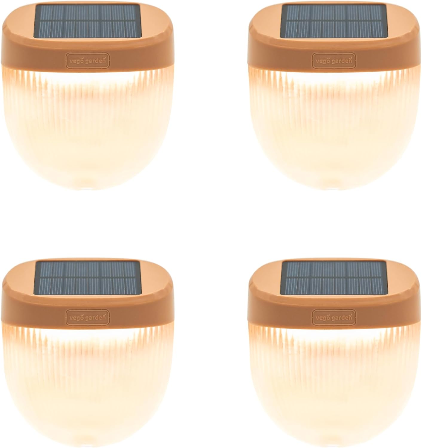 Vego garden Rippled Solar Garden Lights with Auto Sensors Magnetize Securely to Raised Beds, IPX4 Waterproof Outdoor LED Light for Patio & Yard Terra Cotta, 4 Pack