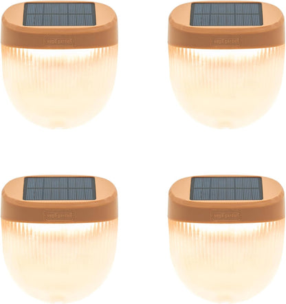 Vego garden Rippled Solar Garden Lights with Auto Sensors Magnetize Securely to Raised Beds, IPX4 Waterproof Outdoor LED Light for Patio & Yard Terra Cotta, 4 Pack