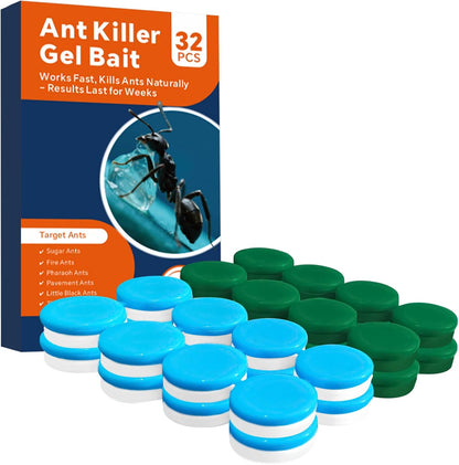 32 PCS Ant Killer Gel Bait Stations, Extra Strengthen Ant Bait Traps, Long-Lasting Effective Pest Gel for Carpenter Ants and Other Common Household Ants, No Mess Easy Use, Safe for Pets and Kids