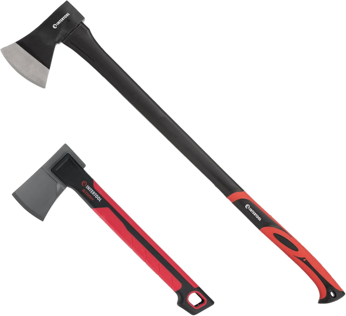 INTERTOOL Chopping Axe and Hatchet Set, 36-Inch Long and 14-Inch Hatchet, Shock Absorbing Fiberglass Handles With Blade Protectors HT-0264-0291