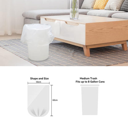 5 Gallon Trash Bags, 58 Count, Small Garbage Bags, No Flaps/Ties, 50x60cm, 5.8g/pcs, Unscented, White