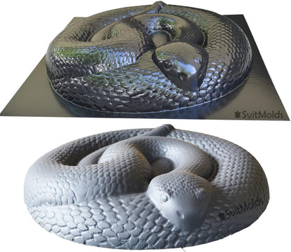 SvitMods Mold Snake DIY Statue for Garden Black ABC Plastic Concrete Cement Mould Rattlesnake Garden Decor Mold Croc for Garden Figure (D72 + D72-Smsll)