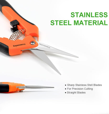 3 Packs Garden Pruning Shears with Straight Blades Trimming Scissors, Gardening Hand Pruning Snips Titanium Coated Precision Bonsai Pruning Shears, Convenient Flower Cutters (Orange)