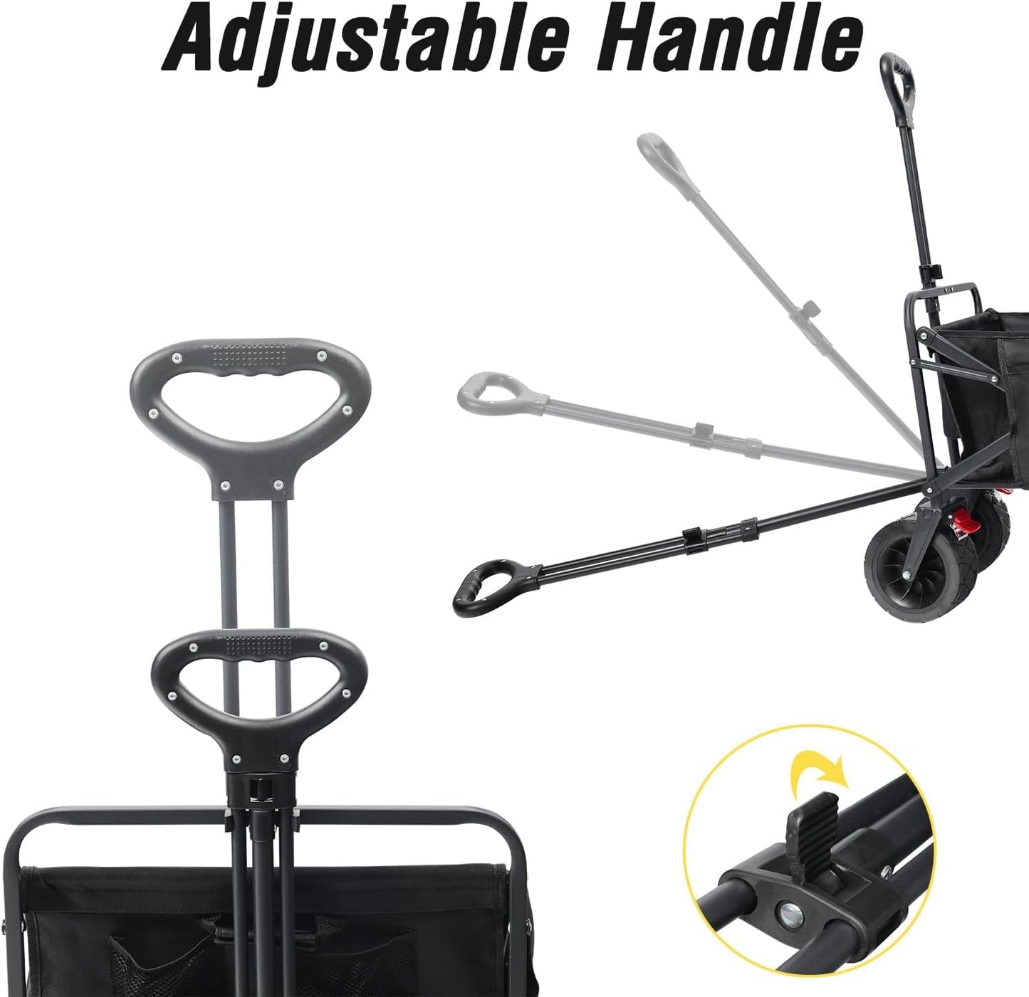 Beach Cart Large Capacity, Heavy Duty Folding Wagon Portable, Collapsible Wagon for Sports, Shopping, Camping Collapsible Foldable cart(440 LBS Capacity)