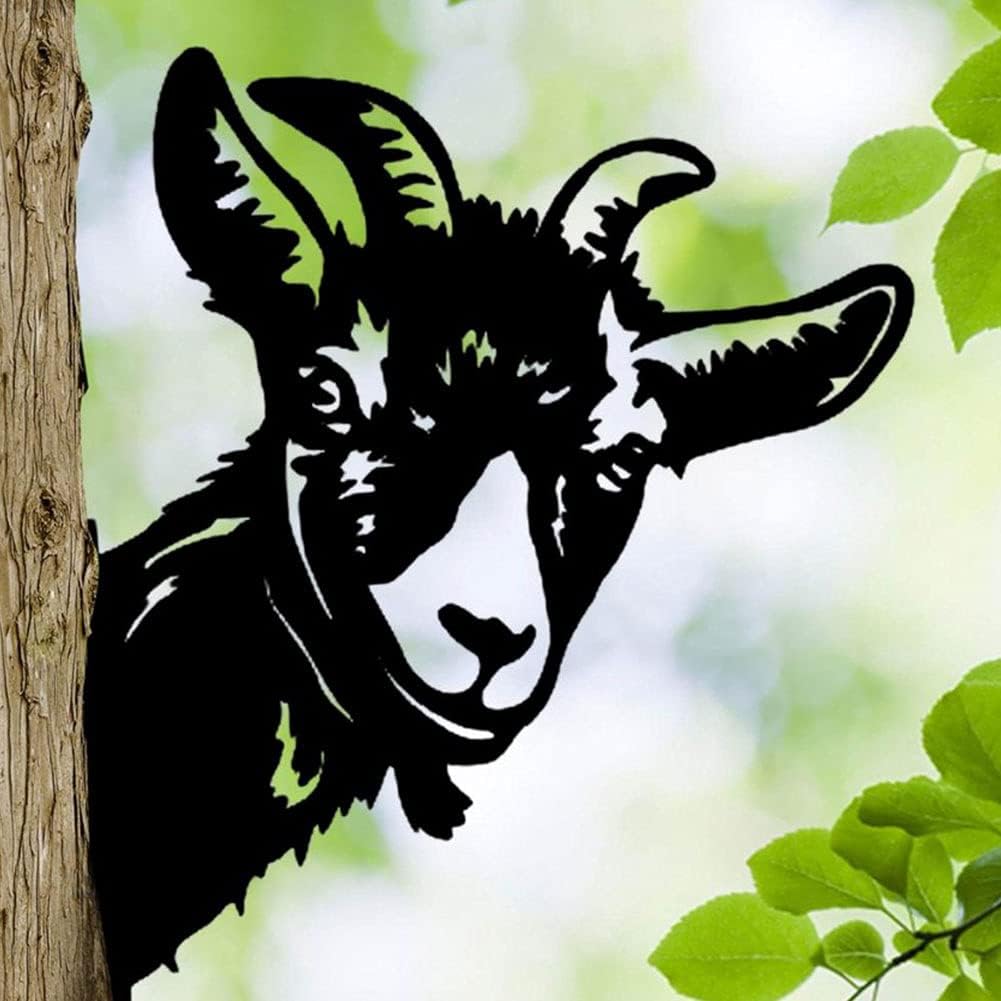 Garden Peeping Goat Metal Art, Farm Metal Goat Yard Decor for Patio, Lawn, Farmhouse