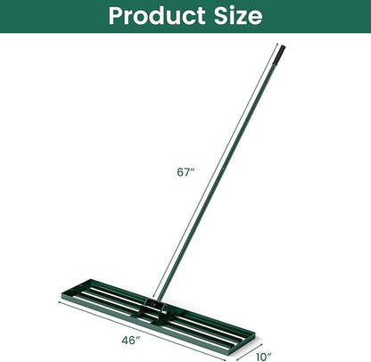 Goplus Lawn Leveling Rake, 46" x 10" Heavy Duty Level Lawn Tool w/ Ergonomic Handle for Soil, Effort-Saving Landscape Rake for Garden, Backyard, Golf Course, Farm, Pasture