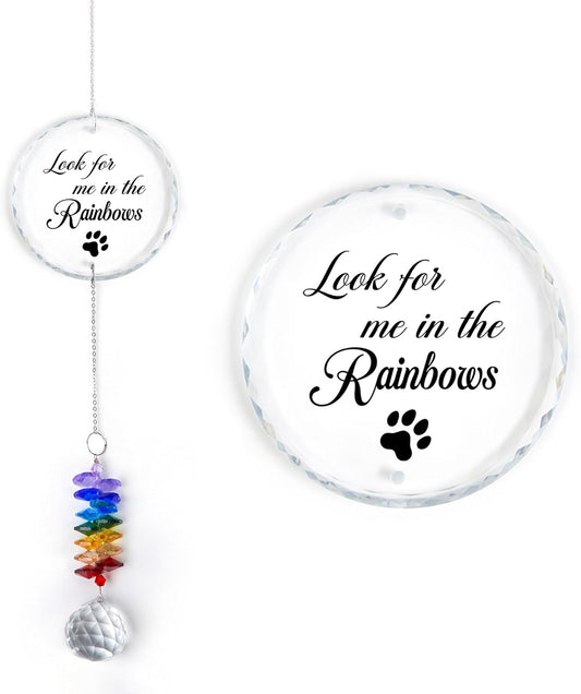 Pet Memorial Suncatcher - Pet Memorial Suncatchers - Dog Cat Loss Sympathy Gift - Rainbow Crystal