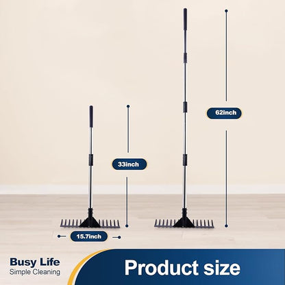Yocada Thatch Rake 15.7" Steel Lawn Thatching Rake Heavy Duty Grass Grooming Tool for Garden Yard Soil Loosening Lawn Cleaning 62" Tall