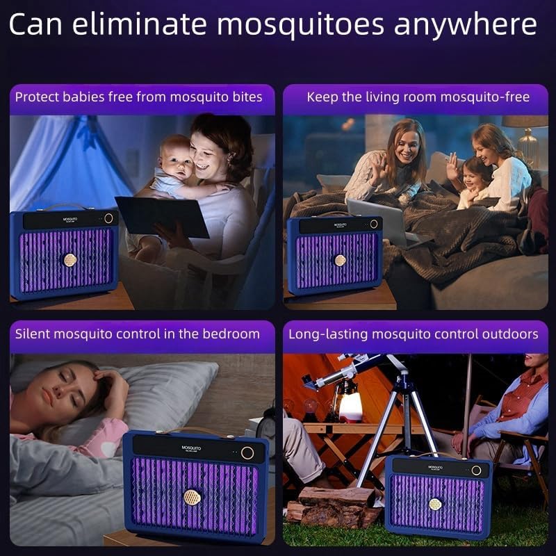 Portable Mosquito Killer Lamp with 4000mAh Rechargeable Battery, Indoor and Outdoor Use, Silent Bug Zapper, Cordless Electric Mosquito Trap for Camping, Home, and Travel (Pearl White)