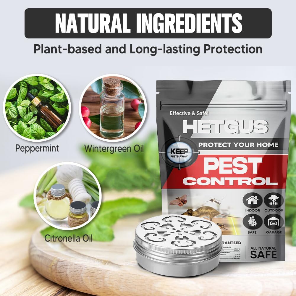 Pest Repellent, Rodent Repellent for Car Engines, Mouse Repellent, Keep Rodent, Roach, Mouse, Moth and Spider Away from House, Safe Around Kids, Pets & Plants, 120 sq ft Coverage - 2P