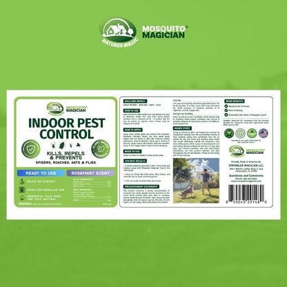 Mosquito Magician Indoor Pest Spray – Design for Indoor Use to Neutralize Spiders, Roaches, Ants & Flies with Plant-Sourced Essential Oils, Efficient Ready to Use Home Pest Spray – Rosemary, 32 OZ