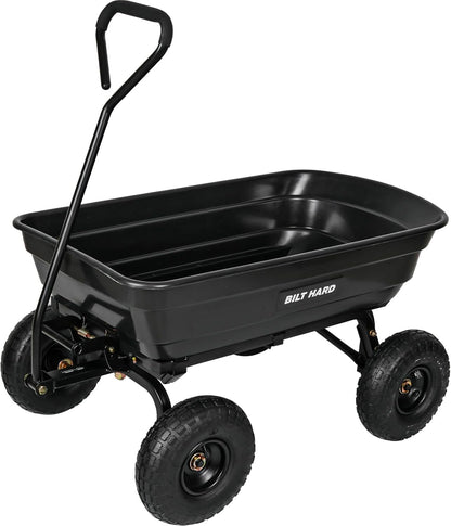 BILT HARD 600 lbs Poly Garden Dump Cart with 180° Rotating Handle, 4 Cu.Ft. Capacity Heavy Duty Wheelbarrow Garden Carts for Yard, Outdoor