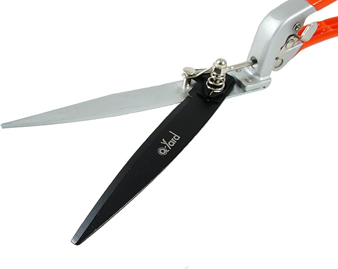 Q-yard QY-741F Flower Bed and Grass Shear - Extra Sharp Garden Hand Pruners, Easier Cutting, Comfortable Ergonomic, Less Effort - Gardening Scissors for Men & Women , Orange